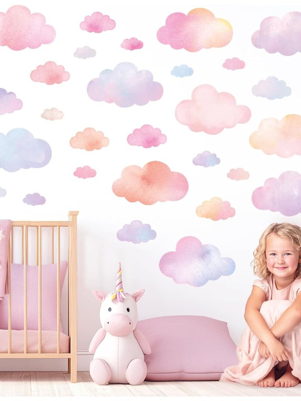 Pastel Watercolor Cloud Wall Stickers Sky Nursery Decor DS4-8094